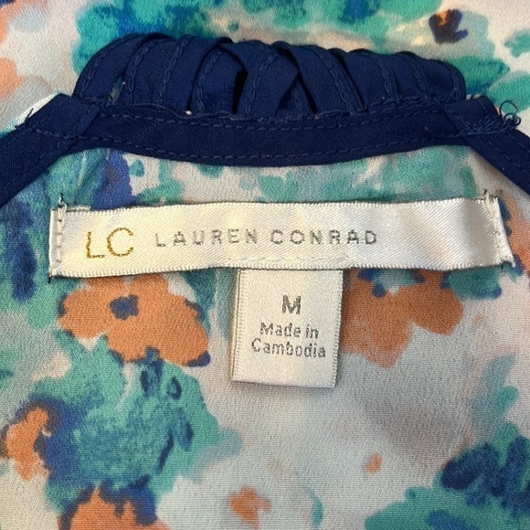 🎁3 for $30 Lauren Conrad Floral and Stripe Cross Back Chiffon Tank - Picture 7 of 11